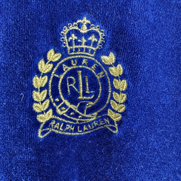 Lauren Ralph Lauren Jacket Womens Blue Plus 3X Monogram Crest Track Velour VTG - Picture 4 of 7